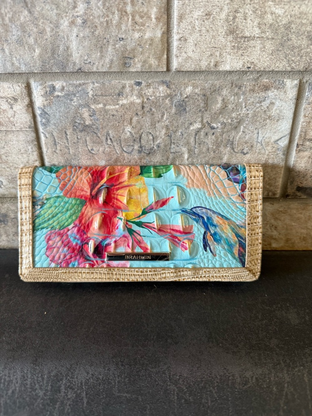 Brahmin Blue Tropical Eliza Tote Bag in Multi-Banner w/ wallet - Picture 8 of 14